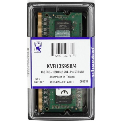 Kingston 4GB 1333Mhz DDR3 1333 204 PIN SODIMM NOTEBOOK Value RAM KVR13S9S8/4